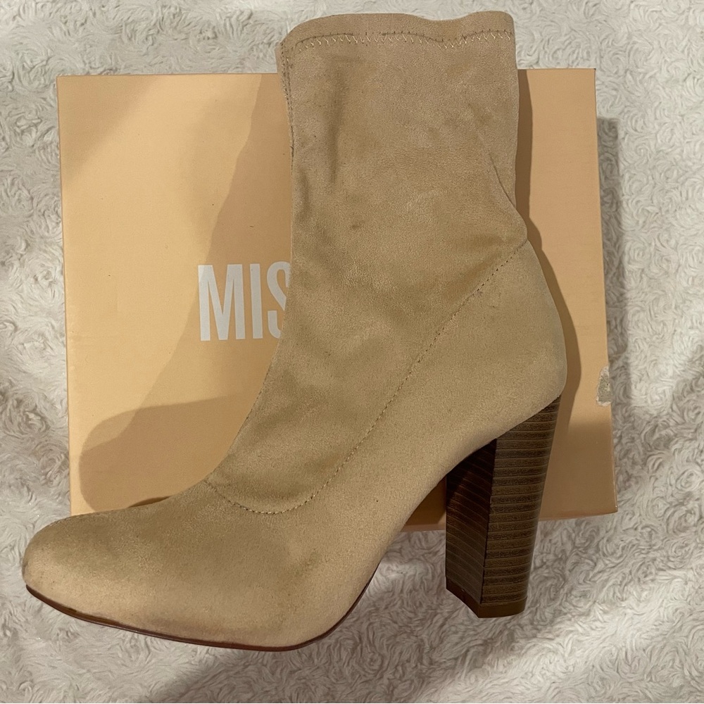 Nude suede ankle boot. Worn once.